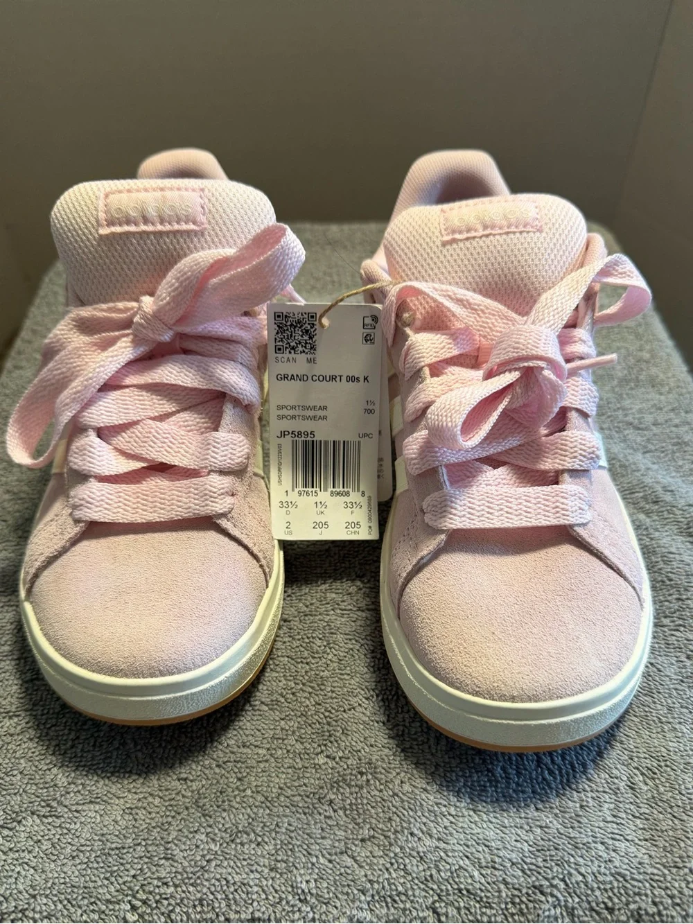 adidas Grand Court 00s K Pink Suede Kids Youth Size 2 NWT JP5885